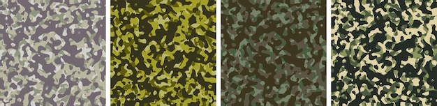 4 conjunto de fondo de camuflaje diseño de patrón ilustración vectorial telón de fondo del ejército