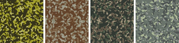 4 conjunto de fondo de camuflaje diseño de patrón ilustración vectorial telón de fondo del ejército