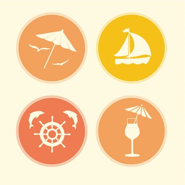 Vector gratuito 4 insignias de verano
