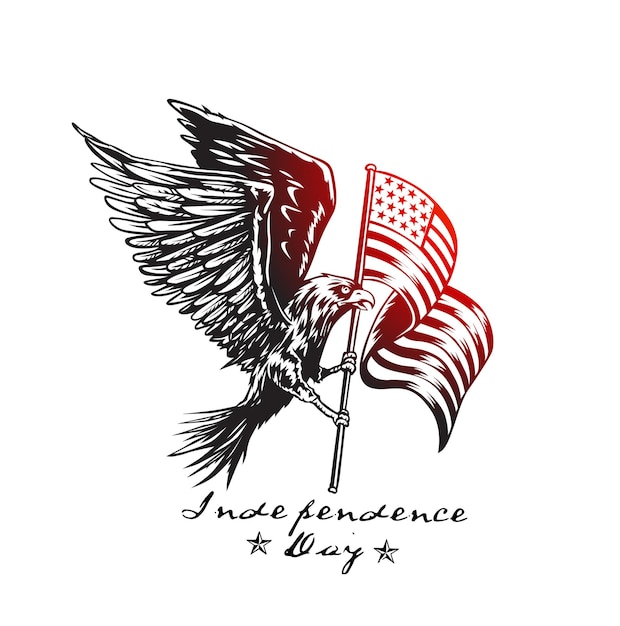 4 de julio Águila americana con el Día de la Independencia de la bandera de EE. UU.