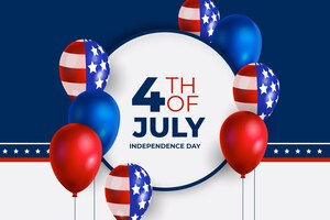 Vector gratis 4 de julio realista - fondo de globos del día de la independencia