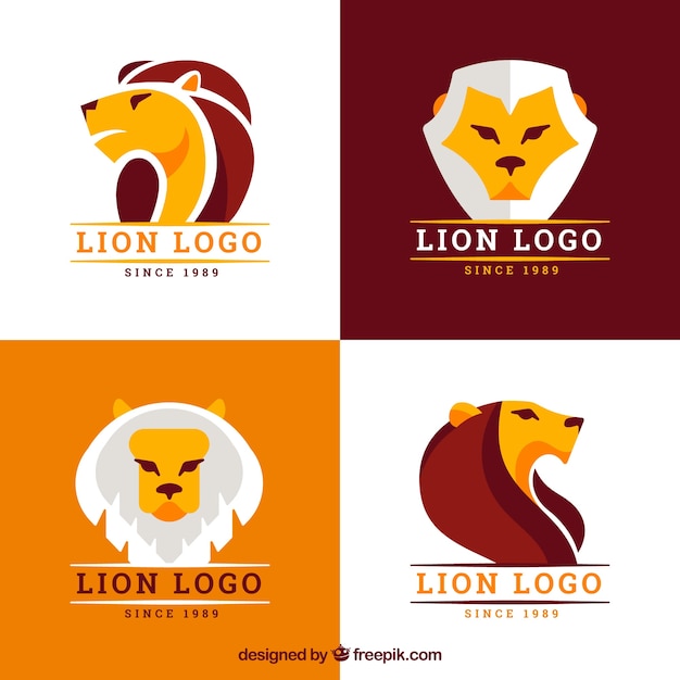 Vector gratuito 4 logotipos león, a todo color