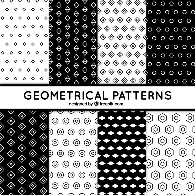 6 patrones blanco y negro con formas geométricas