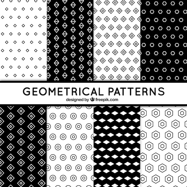 6 patrones blanco y negro con formas geométricas
