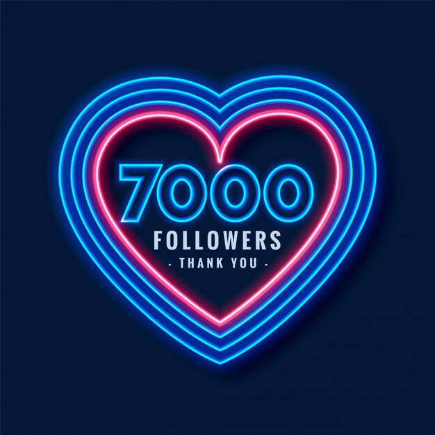 7000 seguidores gracias fondo en estilo neón