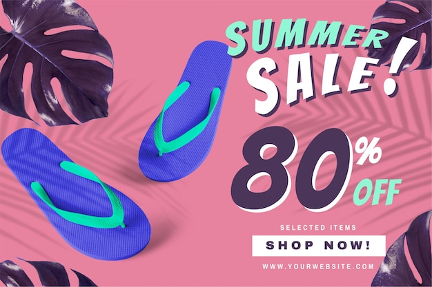 80% de descuento en publicidad de promoción de venta de verano.