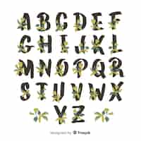 Vector gratuito abecedario bonito con flores