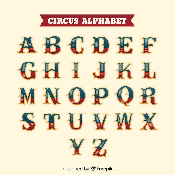 Vector gratuito abecedario de circo vintage