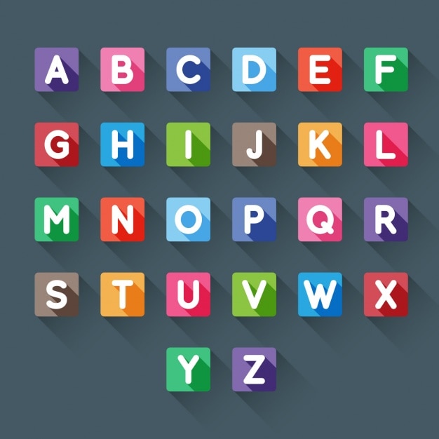Vector gratuito abecedario de colores en cuadrados