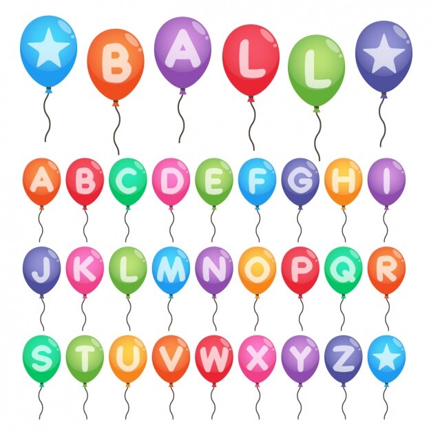 Abecedario de colores en globos