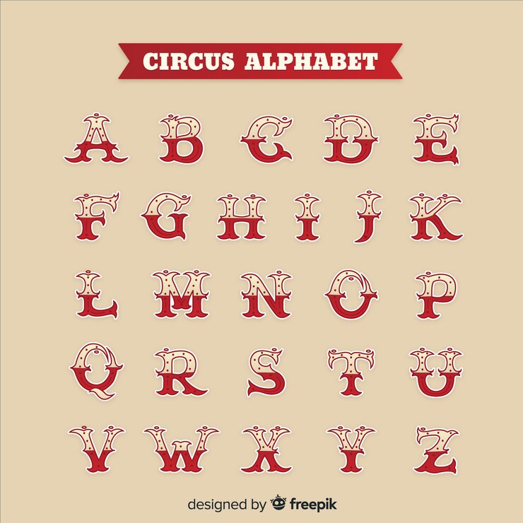 Vector gratuito abecedario estilo circo vintage