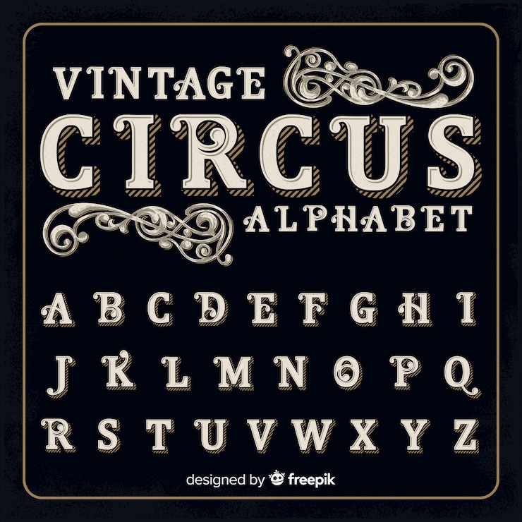 Vector gratuito abecedario estilo circo vintage