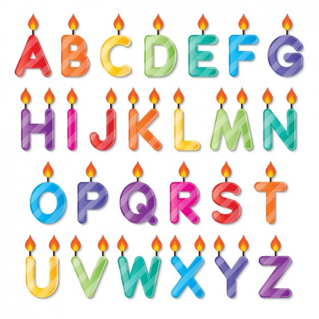 Abecedario con forma de velas de cumpleaños