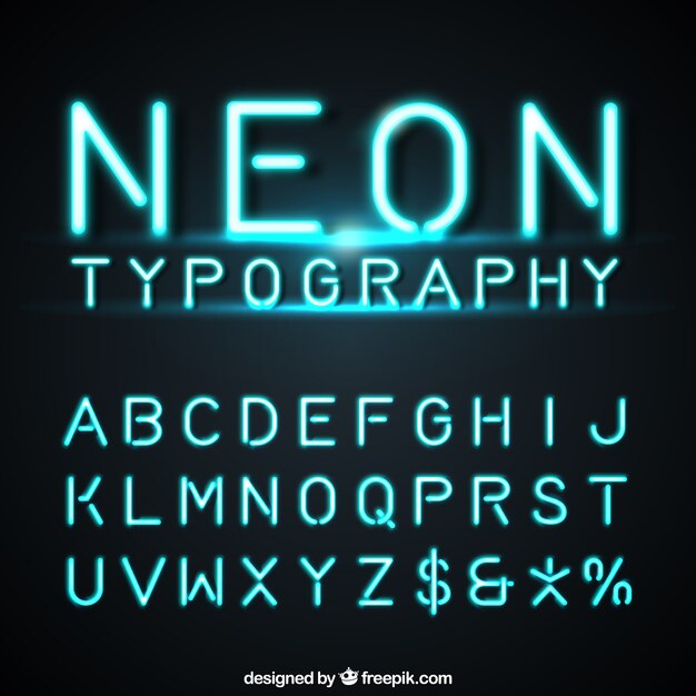 Abecedario hecho de luces de neón