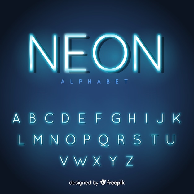 Vector gratuito abecedario en luz de neón