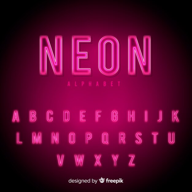 Abecedario en luz de neón