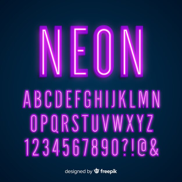 Abecedario de luz de neón 