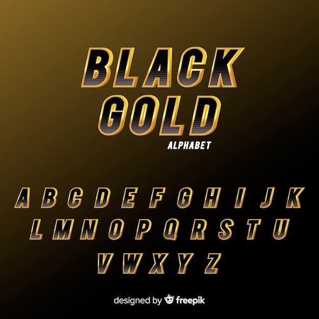 Vector gratuito abecedario negro y dorado