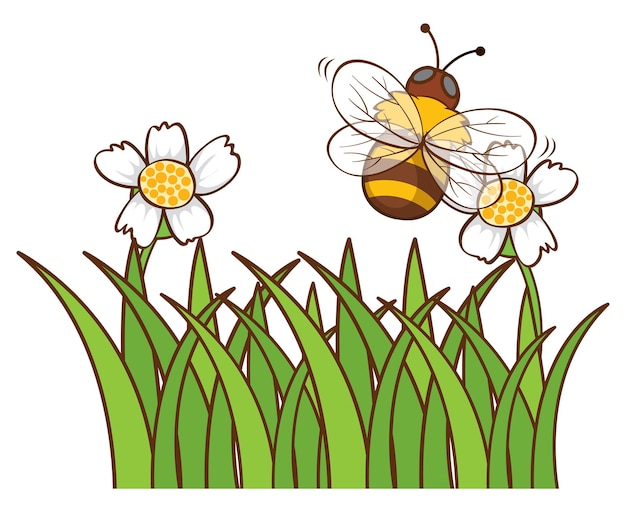 Vector gratuito abeja volando en el jardín