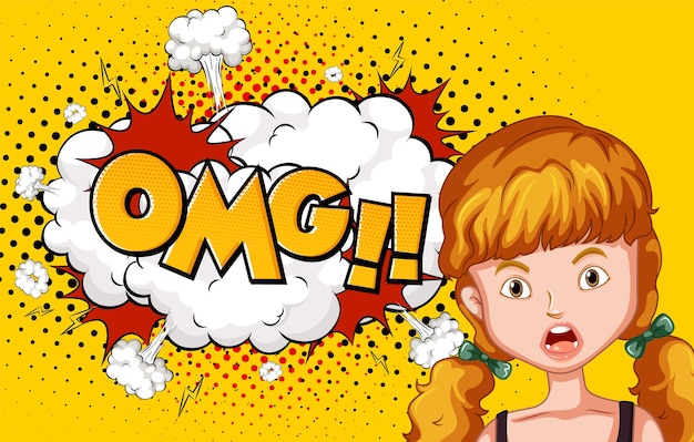 Abreviatura y expresión facial diseño de banner cómico retro