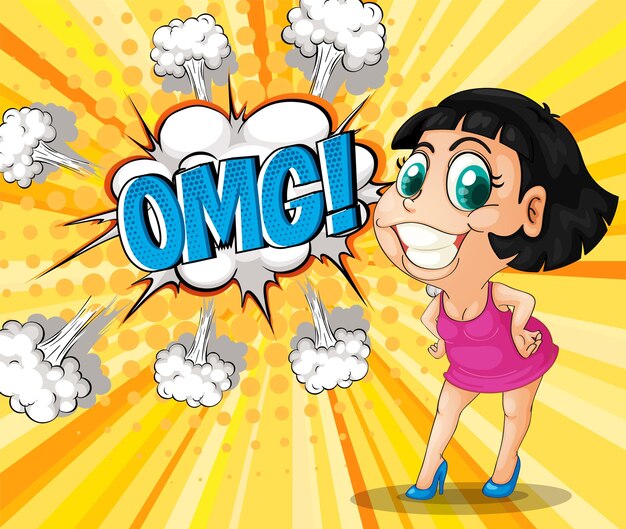 Abreviatura y expresión facial diseño de banner cómico retro