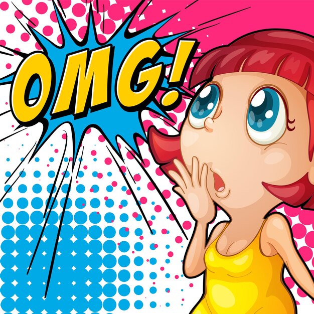 Abreviatura y expresión facial diseño de banner cómico retro