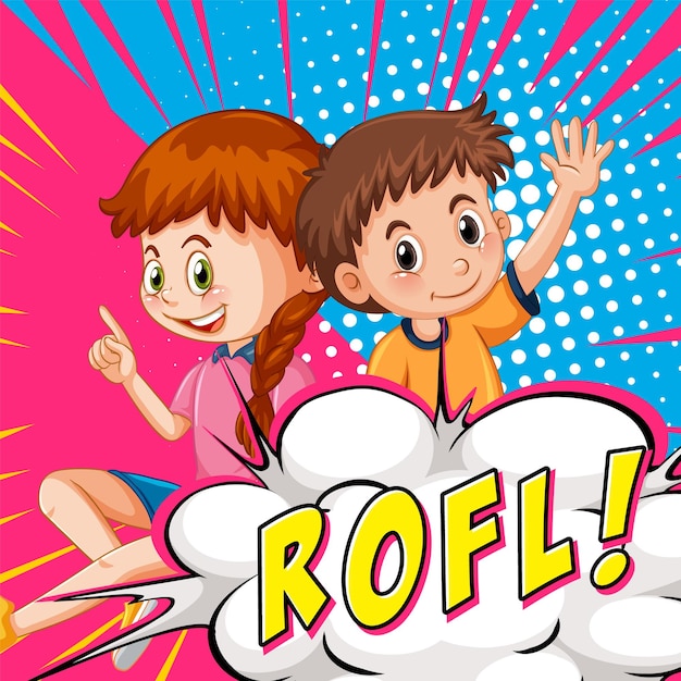 Abreviatura y expresión facial diseño de banner cómico retro