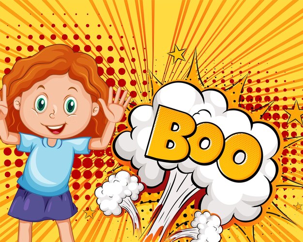 Abreviatura y expresión facial diseño de banner cómico retro