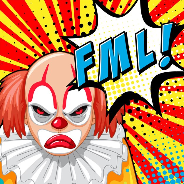 Abreviatura y expresión facial diseño de banner cómico retro