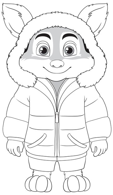 Abrigo de invierno con contorno de personaje de dibujos animados de Fox