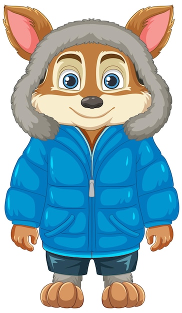 Vector gratuito abrigo de invierno con personaje de dibujos animados de fox