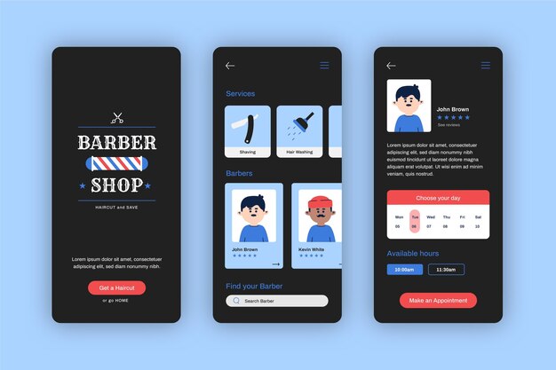 Abrir la reserva de la aplicación móvil de barber shop