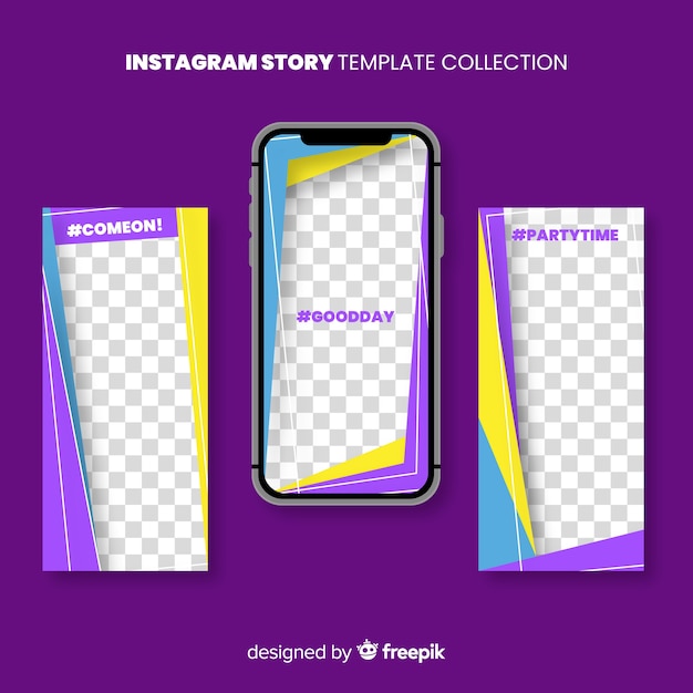 Vector gratuito abstracta colección de plantillas de stories de instagram