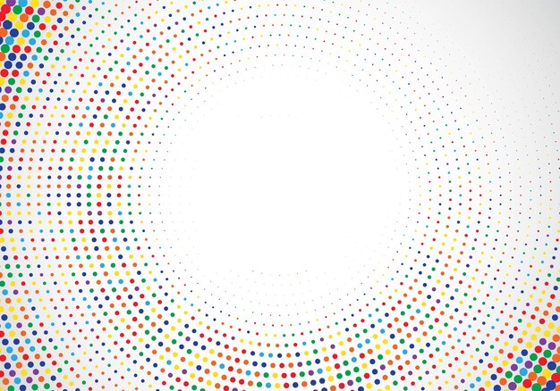 Abstracto circular de colores con puntos sobre fondo blanco