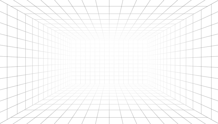 Vector gratuito abstracto diseño vectorial de wireframe interior en perspectiva 3d