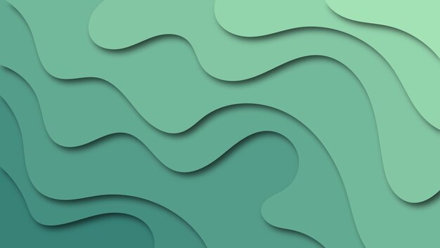 Abstracto de papel verde cortado en forma de fondo de onda