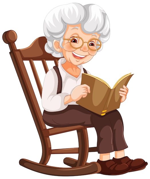 Vector gratuito una abuela disfruta de un tiempo de lectura tranquilo