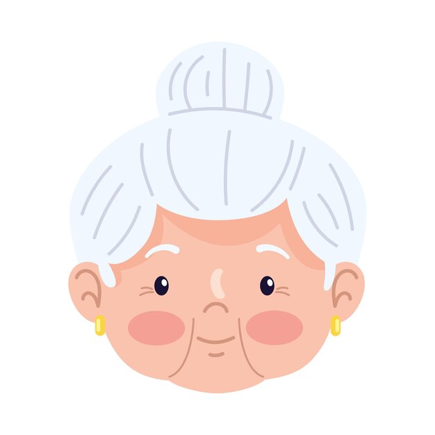 La abuela es una cara feliz y linda.