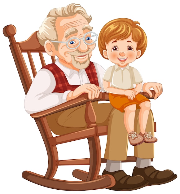 Vector gratuito el abuelo y el nieto comparten un momento
