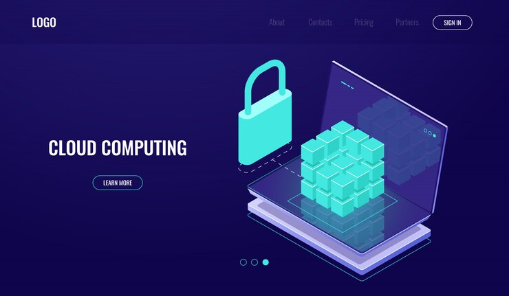 Vector gratuito acceso a bases de datos, protección segura de datos, seguridad de datos, sala de servidores, computación en la nube