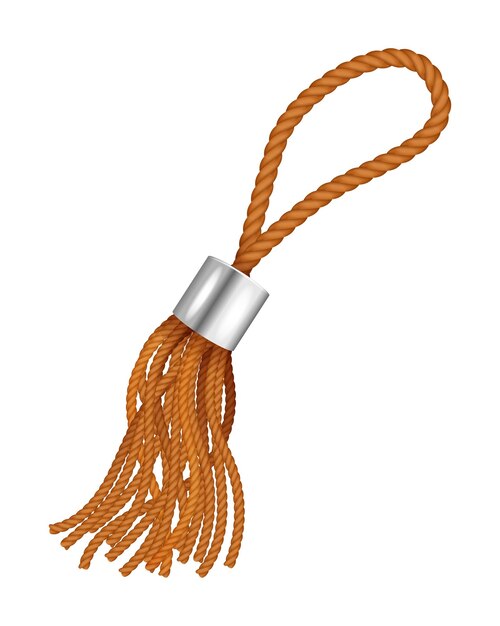 Accesorio de borla de cuerda de seda o algodón para la decoración de ropa, bolso y cortina de ventana, objeto aislado, ilustración vectorial realista