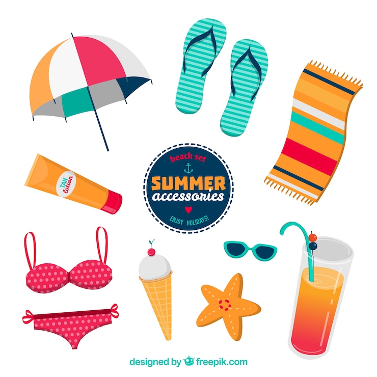 Vector gratuito accesorios del verano