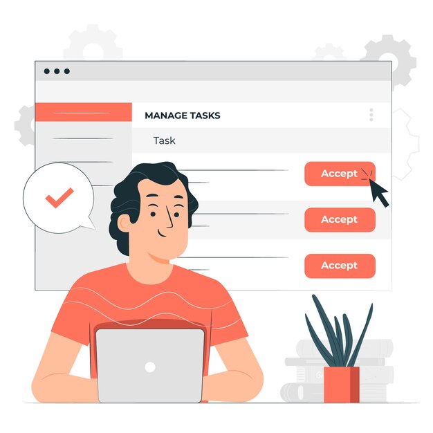 Aceptar la ilustración del concepto de tareas