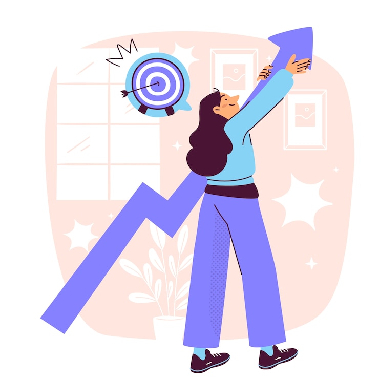 Vector gratuito achieving business goals visual representation of growth and success concept illustration