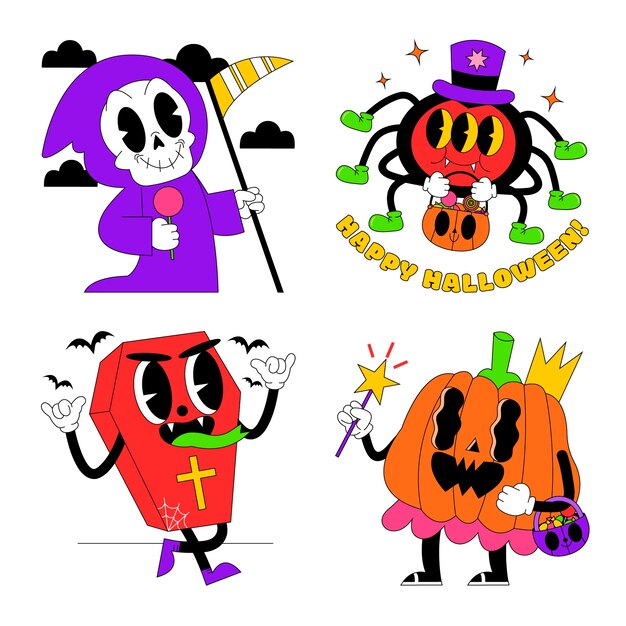 Ácido pegatinas de halloween