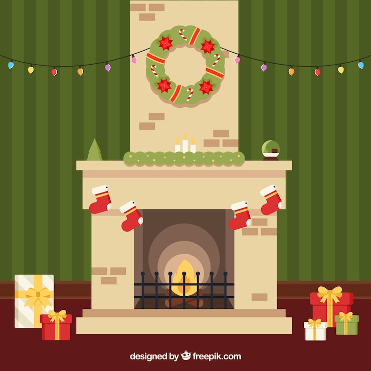 Vector gratuito acogedora chimenea