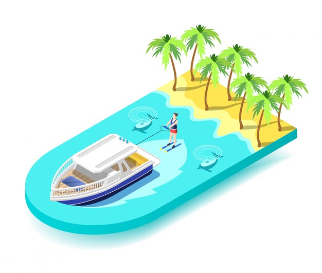 Actividad deportiva acuática en mar tropical