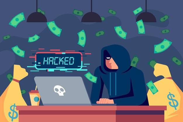 Actividad de hacker de ilustración de diseño plano