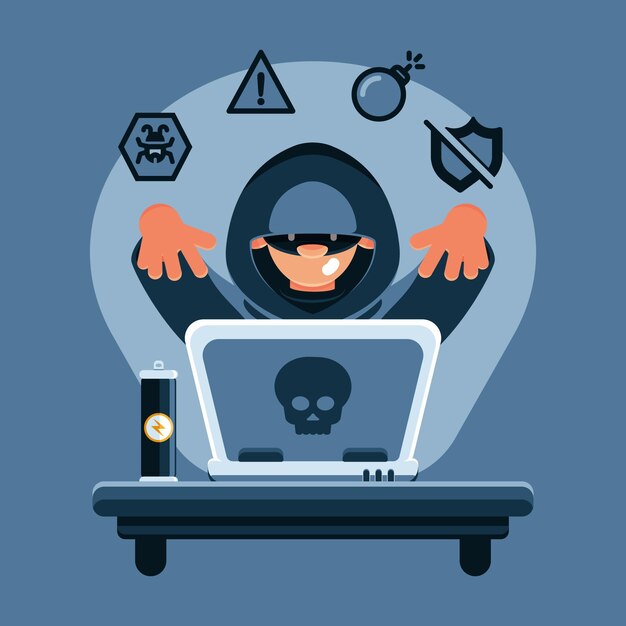 Actividad de hackers robando información personal