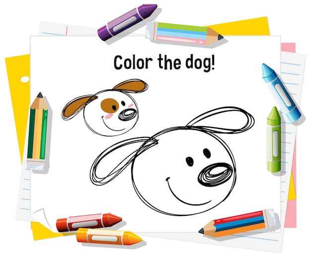 Actividad de ilustración de dibujos de perros coloridos